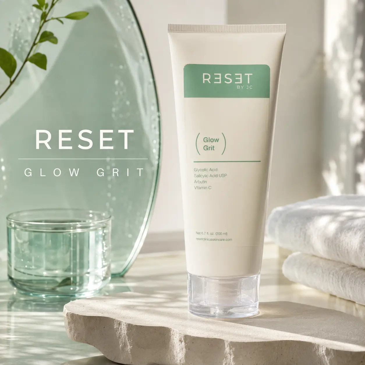 Reset by JC Glow Grit Exfoliating Facial Cleanser with Glycolic Acid