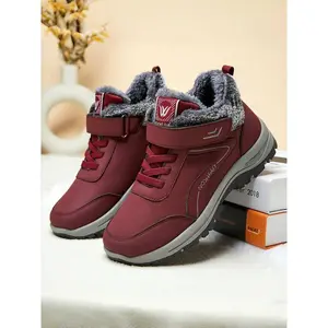 Women's Waterproof Winter Shoes, Fleece Lined Warm Outdoor Boots, Durable Snowproof Anti-Slip Sole, Round Toe Design, Comfortable Footwear