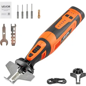 VEVOR Cordless Chainsaw Sharpener, 5-Speed Adjustable Electric Tool with 5000-30000 RPM, Rechargeable Handheld Device with Nylon Housing, 4 Sharpening Heads & Angle Guide Attachment, 5000-30000Rpm