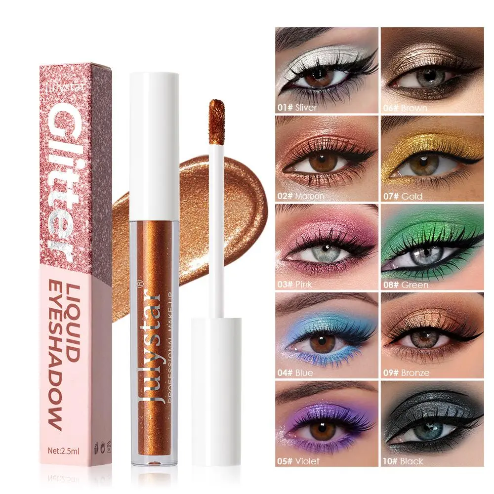 10 Color Liquid Glitter Eyeshadow & Eyeliner Pen, Long Lasting Waterproof Formula, Safe Ingredients, Shimmering Eye Makeup Products for All Styles and Occasions, Cosmetic, Gentle, Liquid Eye Shadows