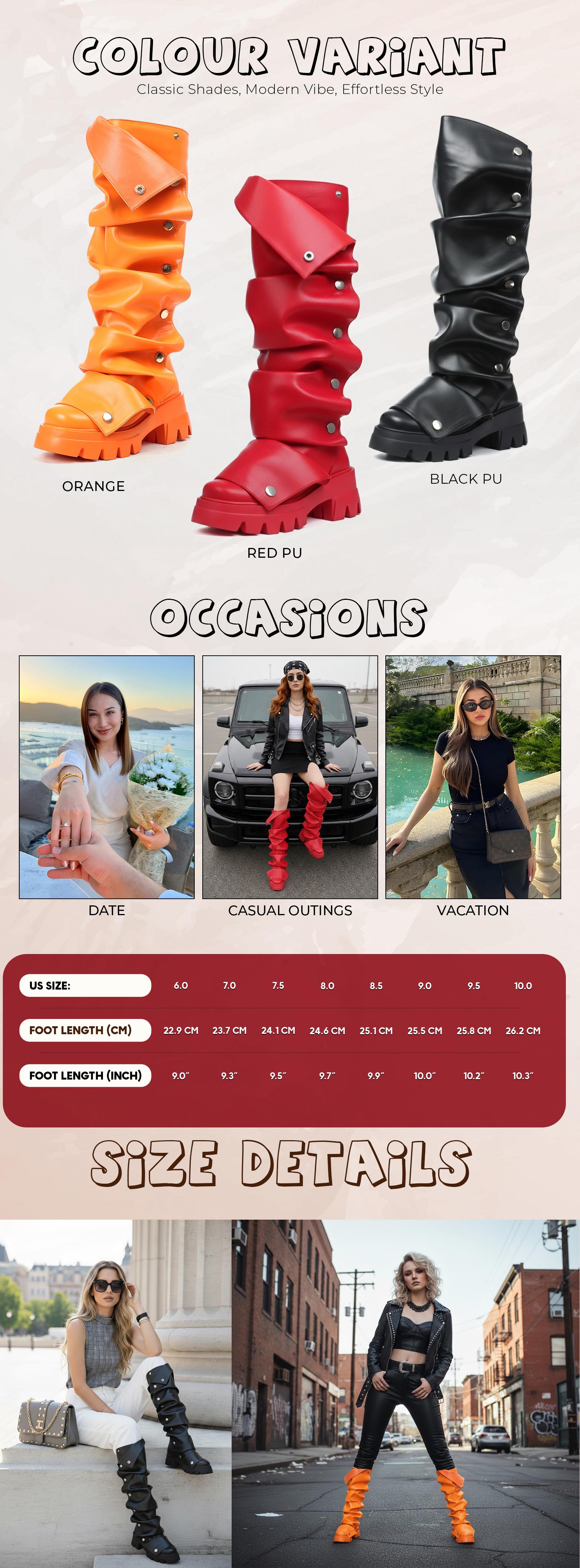 CELNEPHO Fashion Boots for Women Round Toe Knee High Fold Over Slouchy Boot Chunky Platform Heel Metal Snap Off Button Booties Easy Pull on Casual Wear Gift Party Dress Shoes