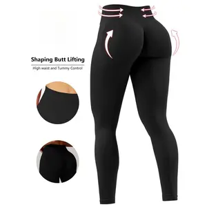 Seamless Compression Tummy Control Glute Leggings Women |     Mid Rise Scrunch Butt Lifting Yoga Pants |     Gym Workout Train Leggings