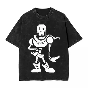 valentine shirts Undertale Sans Skeletons Bones T Shirt Manga 9Graphic Harajuku Washed Cotton T-Shirt Men Women Plus Size Streetwear Best Selling