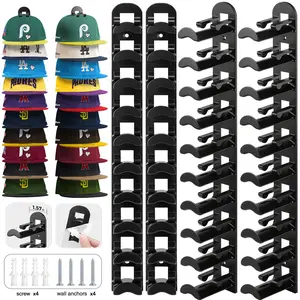 4 Pack Wall-Mounted Hat Hook For baseball caps, Hat Organizer Holds Up to 40 Hats, With Strong Adhesive And Nail,Two Installation Methods,Universal Hat Rack for Wall/Closet Door/Bedroom, Hat Storage Rack For Men,Space-Saving,Hat Rack For Caps Decoration