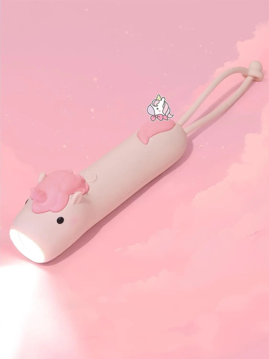 Kids Silicone Flashlight Pink Unicorn Girls Flashlight | Dimmable Flashlight for Toddlers Kids, Rechargeable Hanging for Camp, Night Walk and Home Use, Animal Themed Portable Torch