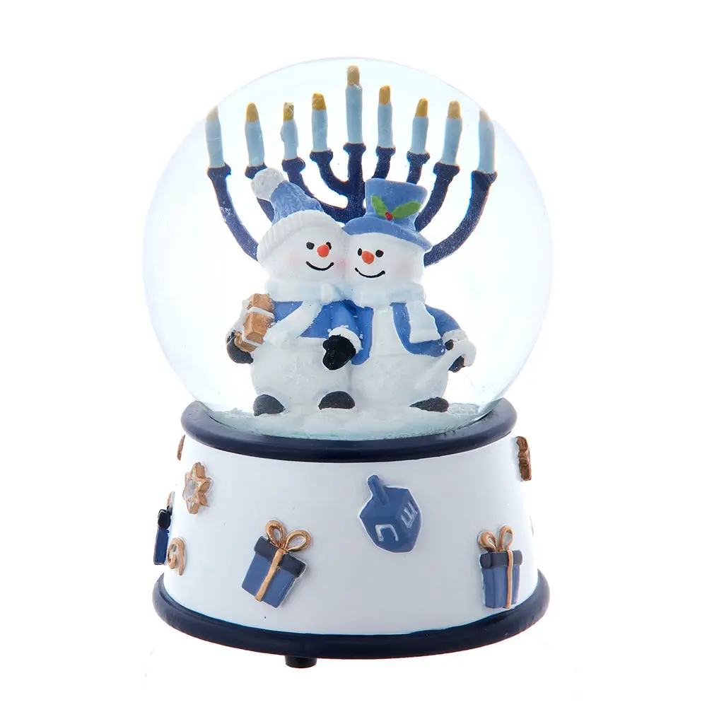 Kurt Adler 100MM Musical Wind-Up Hanukkah Snowman Water Globe