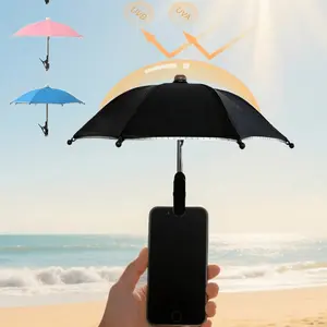 Portable Phone Holder Umbrella, Waterproof UV Protection Cute Sunshade with Phone Stand, Mini Sunscreen Umbrella for Light Rain