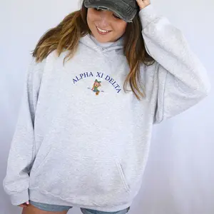 Alpha Xi Delta Teddy Bear - Ash Hoodie