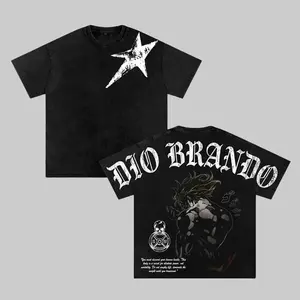 Dio Brando Tee Washed – JoJo’s Bizarre Adventure Steel Ball Run Scary Monsters Dinosaur Stand Anime Manga Graphic Double Printed T-Shirt, Menswear Heavy Cotton Unisex Oversize Gym Streetwear