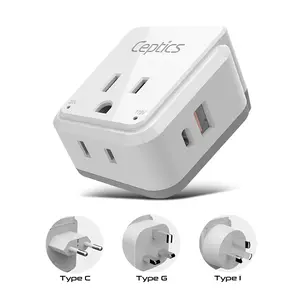 Asian, China, Malaysia Travel Adapter Set | Type C, G, I - USB & USB-C Ports + 2 US Outlets (PAK-AS)