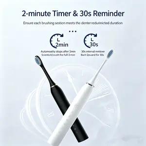 Toothbrush Rechargeable Ideal for Adults Children, 6Optional Modes IPX7 USB Fast Charging ElectricUltrasonic Toothbrush with 2 min Build in Timer &4Replacement Brush Heads mother's day gift(Black)，mother'sdaygift