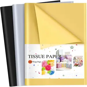 60 Sheets Metallic Tissue Paper Bulks   Black  Wrapping Paper 14 x 20 inch Art Crafts for Graduation Crafts  Wedding Holiday Party Decorations