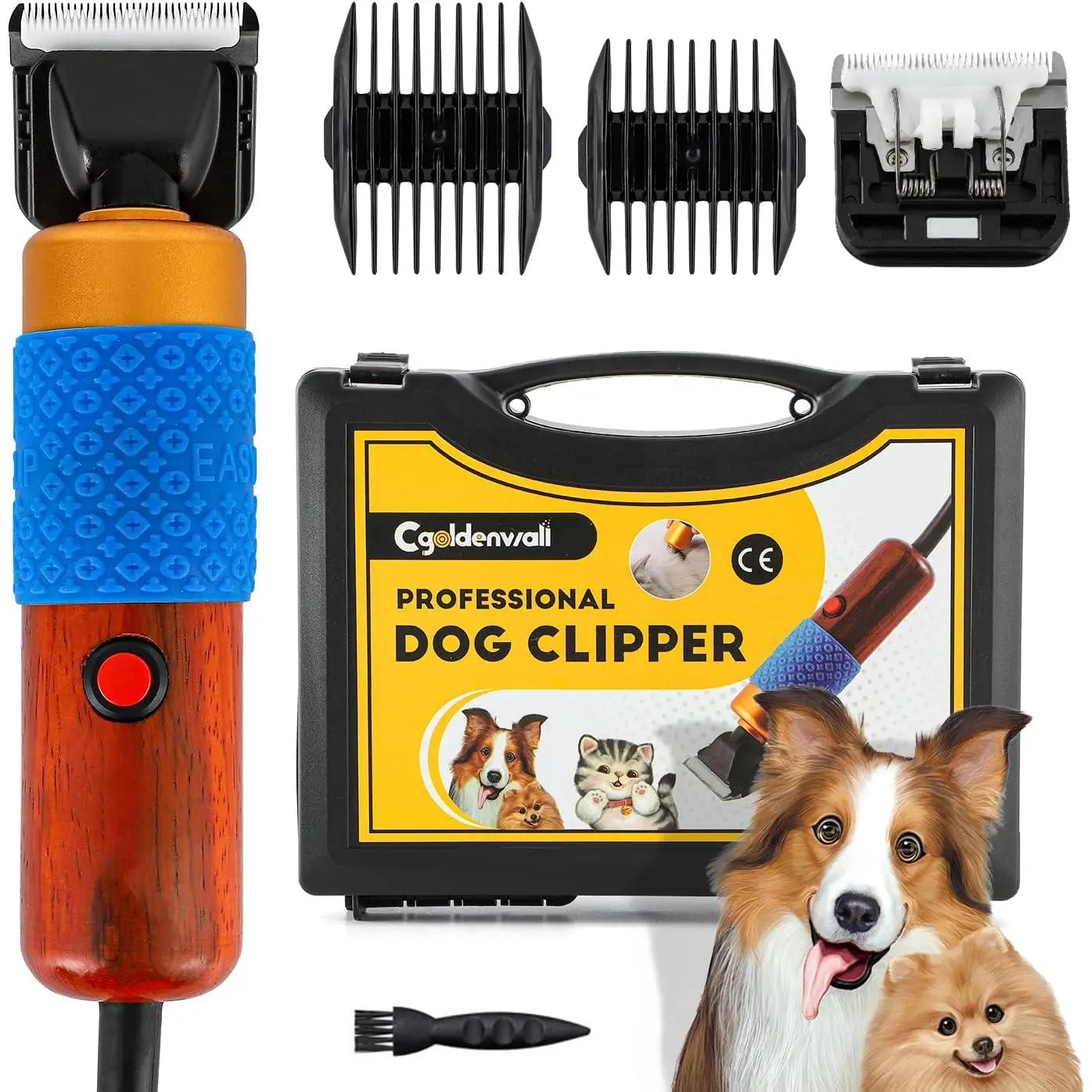 CGOLDENWALL Dog Hair Clipper for Grooming 200W Pet Clipper Kit with Spare Blade, Low Noise&Vibration, Animal Grooming Trimmer for Cat Sheep Dog
