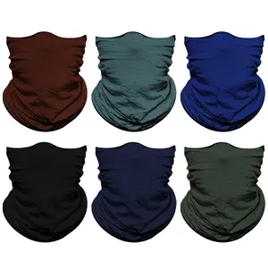 Venswell Solid Color Neck Gaiter for Men Women, Headwear Bandana Head Wrap Face Scarf Mask Cover Warmer Balaclava-Seamless & Versatile 6PCS