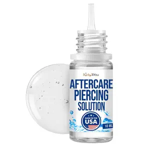 BodyJ4You Piercing Aftercare Drops - Saline Solution Natural Keloid Bump Removal - Ear Piercing Cleaner Nose Septum Belly Button Cartilage - Tea Tree Oil Sea Salt Aloe Rosemary - 0.33 Fl Oz