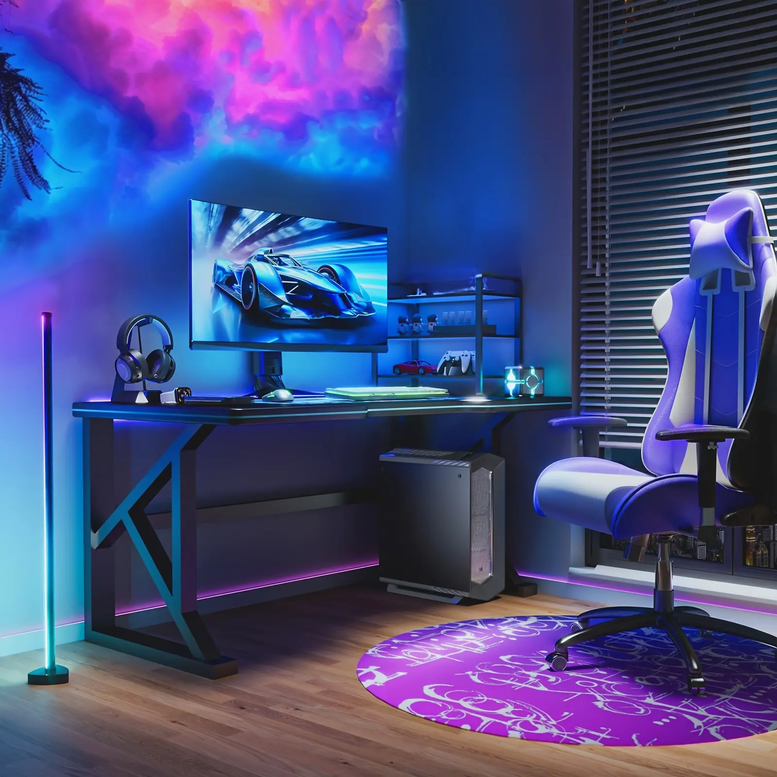 K-16ft 3D Big Cloud Light Kit - Music Sync, Warm White & Multicolor Lightning Changing Strip Light with 360 Degree View, Wireless Remote and APP Control - Coolest Decorations for Indoor Home and Bedroom- 39