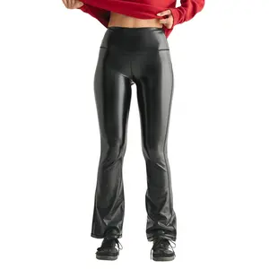 Shiny Faux Leather Flare Leggings