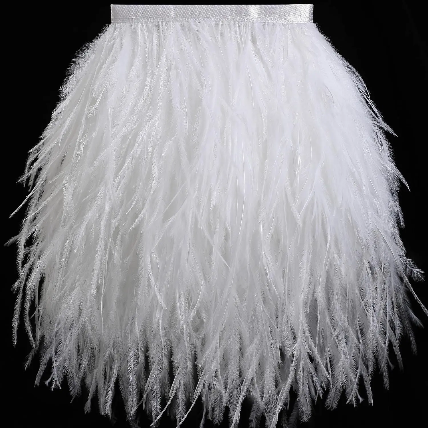 Soarer 5-7inch White Ostrich Feather Trim for DIY Sewing Clothing,2Yards | Long Ostrich Feathers Fringe Trim for DIY Crafts,Dance Costumes,Jewelry Making,Halloween,Wedding,Christmas Home Party Decor