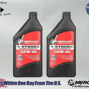 Mercury OEM SAE 10W-30 Mineral 4-Stroke Marine Engine Oil Quart 8M0078625-2PACK