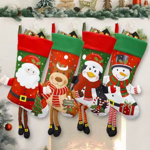 4pcs Personalized Christmas Socks, 18 Inch Large Custom Embroidered Name, Holiday Decoration, Family Custom Christmas Socks, Fireplace Decor