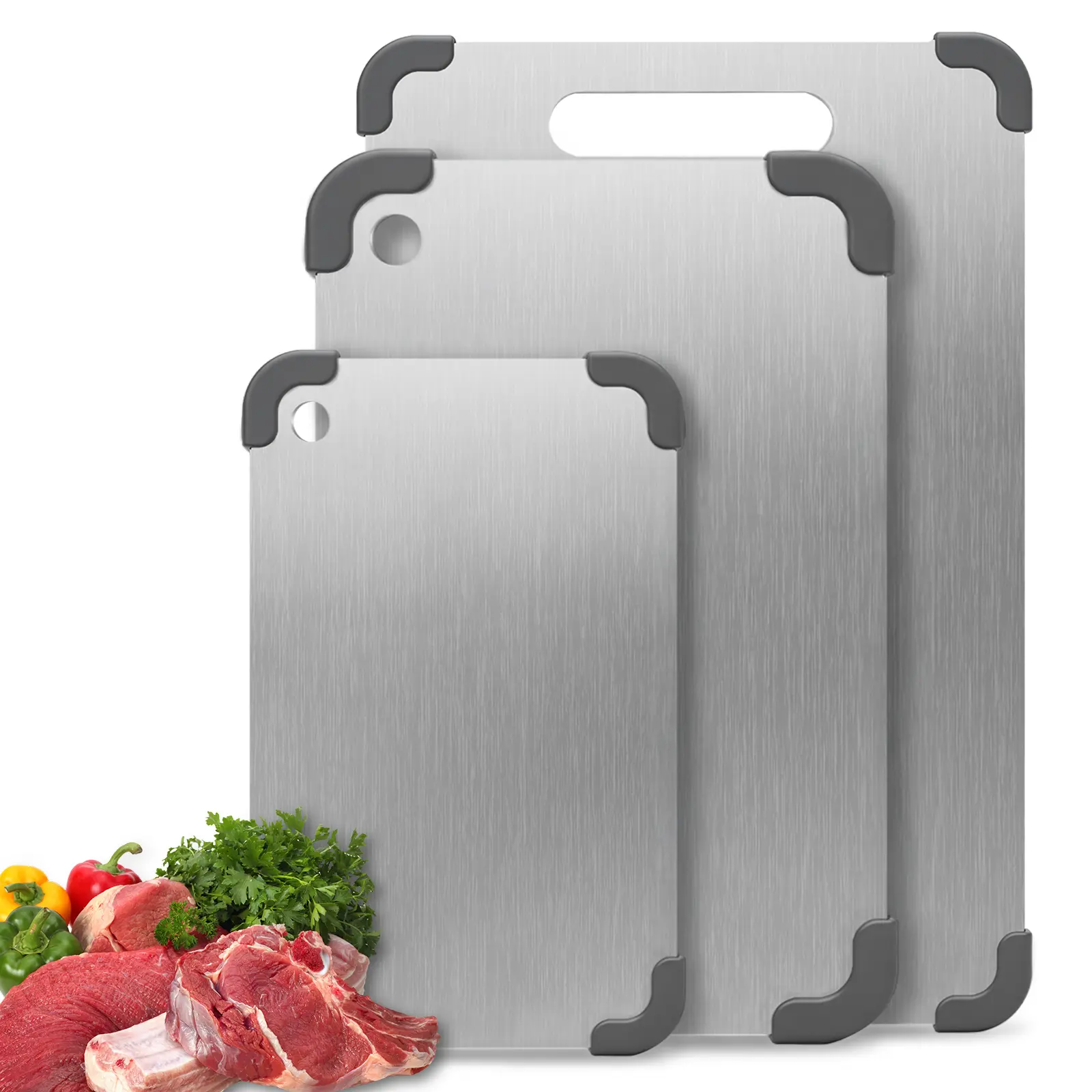 LOVEWE Stainless Steel Kitchen Chopping Board - Durable, Compact, Easy Maintenance, Non-Slip Silicone Mat Included, Ideal for Slicing, Versatile Use