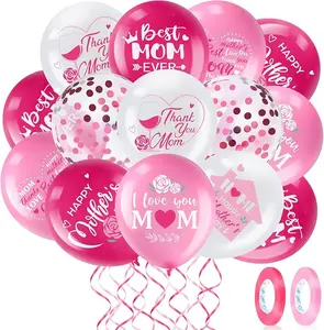 50PCS Happy Mother’s Day Balloons 12 Inch I Love You Mom Latex Balloons Set Best Mom Ever Party Decorations Mother’s Day Supplies Mom Birthday Party Favors Thanks giving Mom Decor