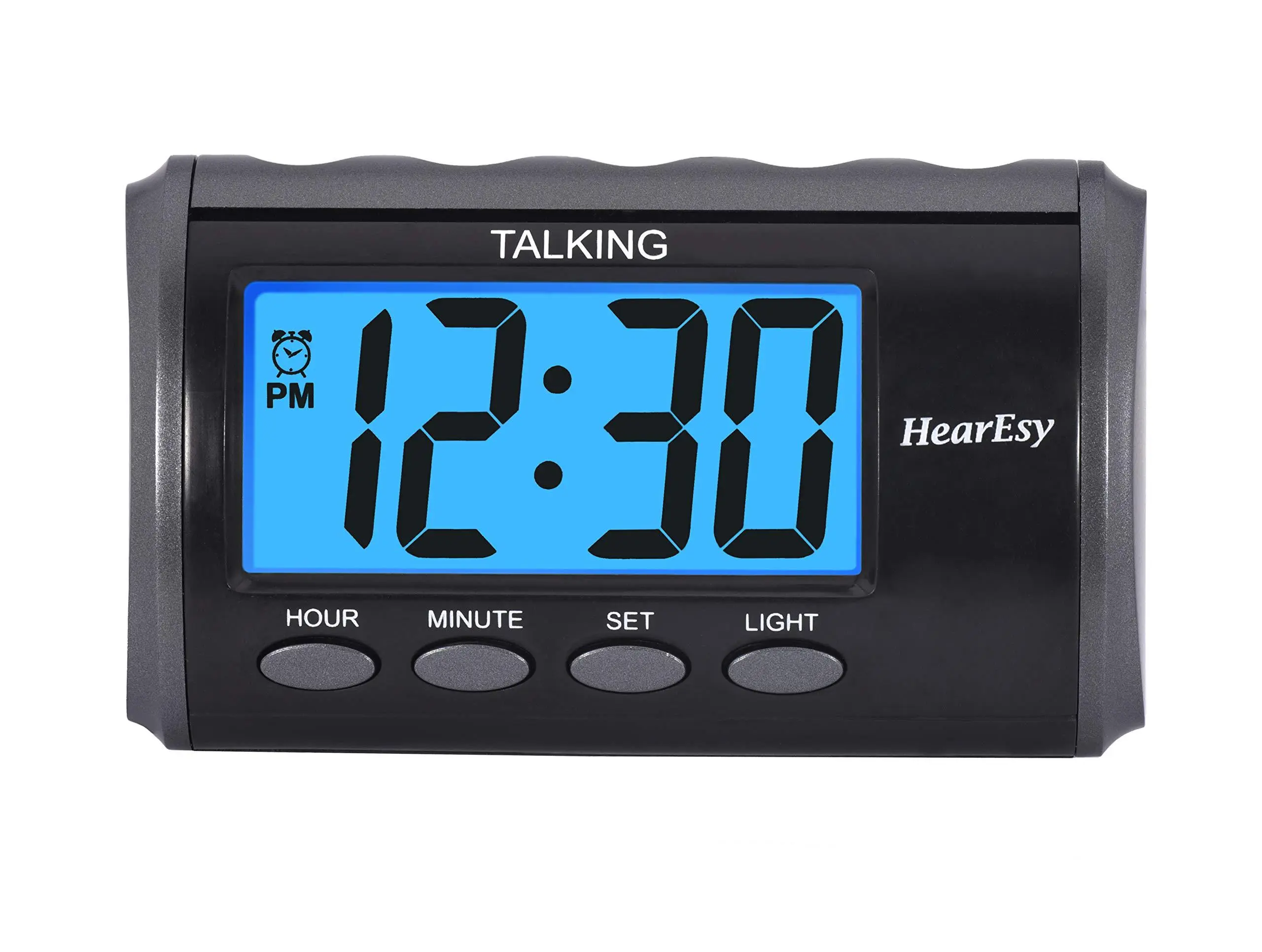 HearEsy Talking Digital Alarm Clock with Talking Alert for Visually Impaired Seniors - Large Number Light-Up Desk Clock, Battery Operated Home Supplies Gift