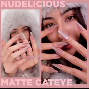 PSYTONE Nudelicious,Matte Cat Eye Runway Press On Nails,Long-lasting,fake nails extension nails stick ons Nail Art christmas gift ideas