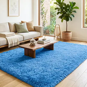 COLLA Super Soft Area Rugs For Living Room, Smong Blue Fluffy Furry Shaggy Fuzzy Area Rug, Upgrade Anti-Skid Rectangular, Soft Throw Rug For Bedroom, Home Decor Aesthetic