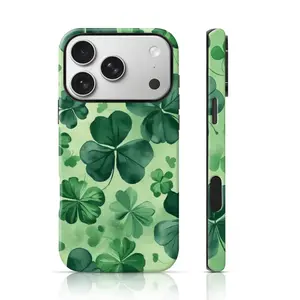 Vibrant Watercolor Clover Pattern Design Fashion Phone Case 2 in 1 Case for iPhone 17 Pro Max/16 Pro Max /15Pro Max 15/14/13/12 & Samsung S26 /S25Ultra Tiktok Hot Selling