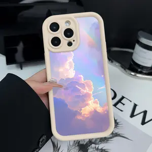 Pattern Phone Case for iPhone 15 Plus 16 Pro Max 14 13 12 11 XR XS Dreamy clouds Full Body Protection Shockproof Soft Silicone Cover