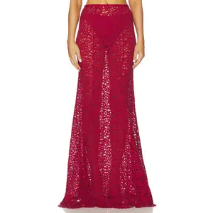 L'Academie Zelie Maxi Skirt in Burgundy