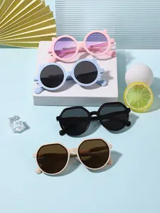Kids High-Quality Candy Color Cat Ear Fun Sunglasses, Casual Round Frame, Lightweight Durable, Perfect for Daily Wear, Vacation, Birthday Gift