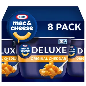 Kraft Deluxe Original Macaroni & Cheese Easy Microwavable Dinner (8 ct Box, 2.39 oz Cups) Artificial