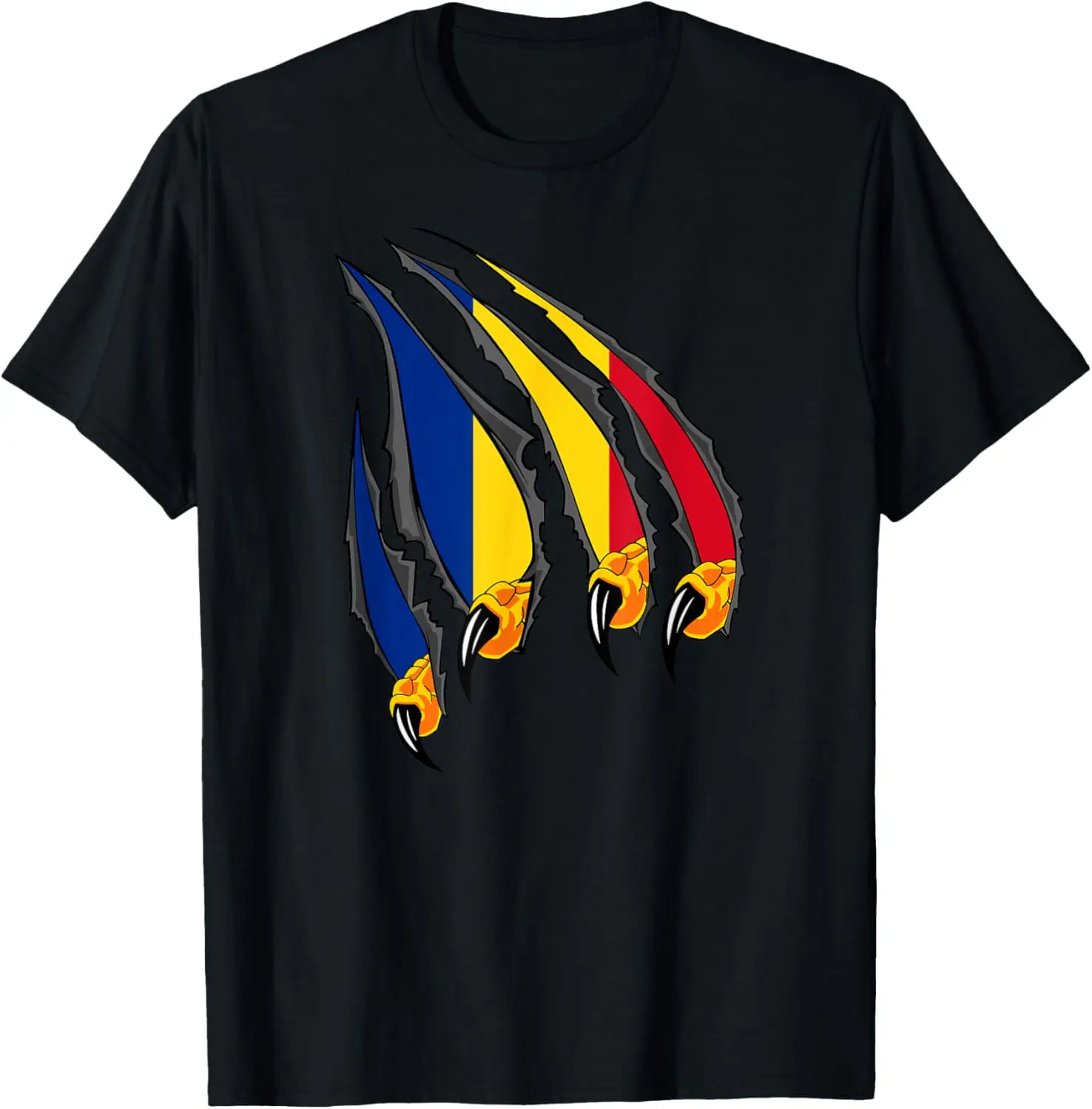 Women's 100% Cotton Round Neck Distressed Vintage Graphic T-Shirt - Romanian Flag & Eagle Claws Design, Everyday Casual Womenswear Clothes