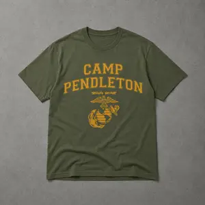 Menswear Short-Sleeve T-Shirt - Marine Corps Base Camp Pendleton USMC EGA Graphic Top, Veteran Support Gift, Patriotic Casual Streetwear Outfit