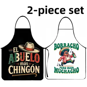 Polyester Beer Father Print Apron Set, 2 Counts ﻿Father's Day Gift Apron,Summer Cooking Apron,BBQ Apron for Men,Gift for Father&Husband,Garden Tool,﻿Kitchen Essential,Cleaning Tool,Beer Apron