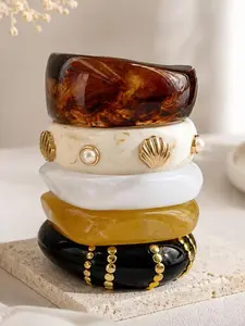 Fashion Gradient Resin Bracelet Set for Women, Unique Acrylic Bangles, Perfect for Holidays and Daily Wear, Stylish Accessories