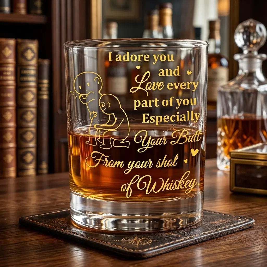 I Adore You and Love Every Part of You Especially Your Butt Personalized Glass, Happy Wedding, Friendship Whiskey Glass, State to State Engraved Bourbon Glass, Personalized Gift for Best Friend, Custom Name Rocks Glass, Friendship Gift, Birthday Gift,