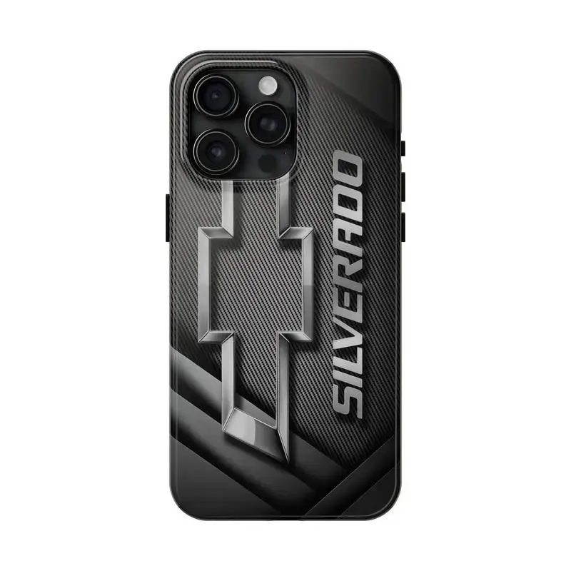 Custom Shockproof Chevy Silverado Casing - Flat Print Gloss Finish, Impact Resistance Protection, Rugged Bumper for iPhone Series (17 Pro Max,16 Air,15 Plus,14,13,12,11,Mini) - Automotive Enthusiast Pickup Truck Gift