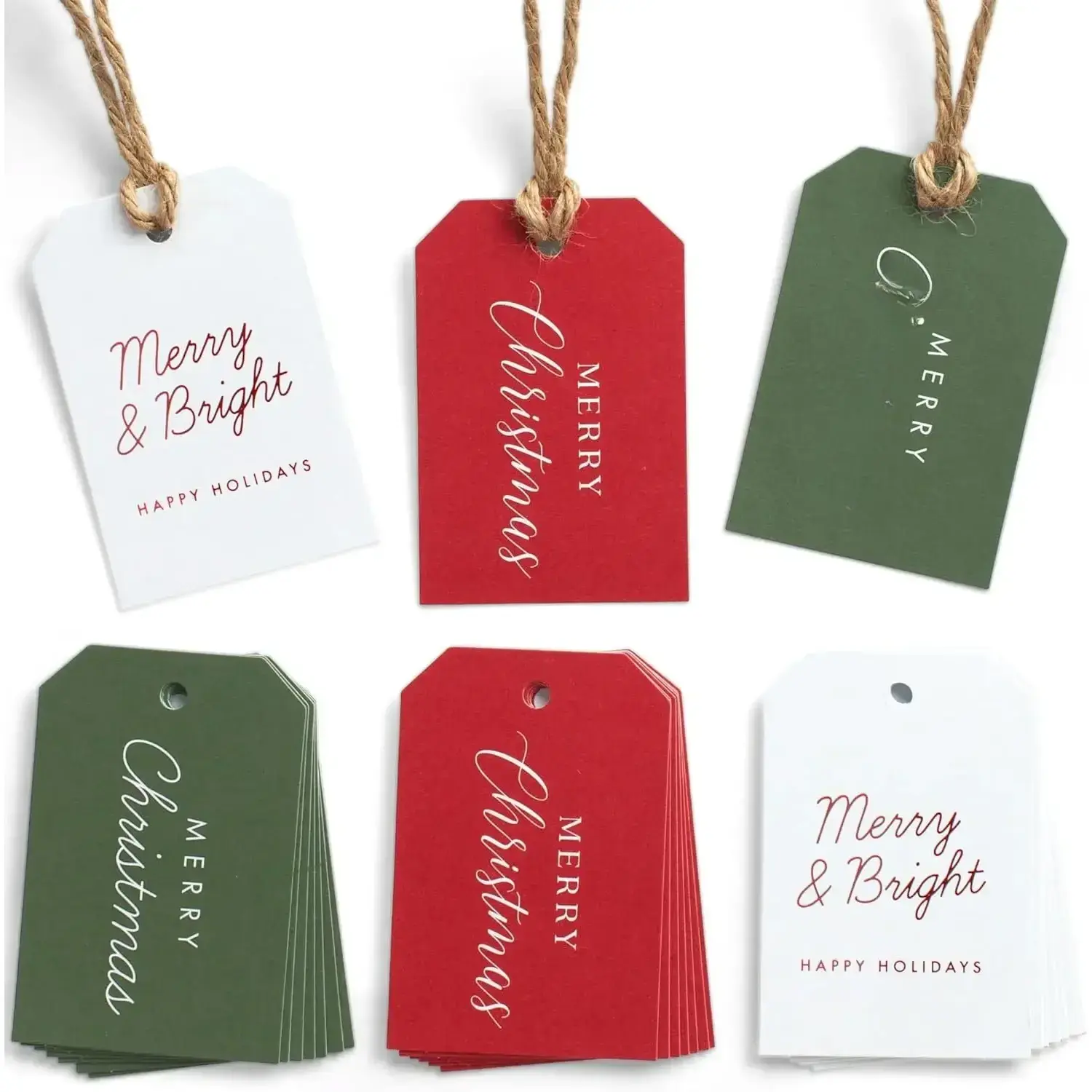 Beautiful Modern Christmas Gift Tags - 48 Quality Paper Labels with Rope for Personalizing Your Holiday Presents - Spread Joy and Cheer with These Festive Christmas Name Tag Stickers