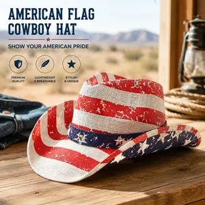 American Flag Cowboy Hat — Unisex "July 4th" Independence Day Western Hat — Patriotic-Themed Hat for Independence Day, Rodeos, and Country Music Festivals