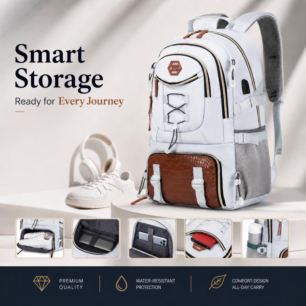 Large Capacity Outdoor Hiking Backpack - Double-Zipper Athletic Pack with 17.3in Laptop Compartment, Shoe Compartment, Padded Shoulder Straps for Men (Gym, Camping Use), Sports Packs for School, Flight, Outdoor Hiking Rucksack Large Capacity Outdoor Hiking Backpack - Double-Zipper Athletic Pack with 17.3in Laptop Compartment, Shoe Compartment, Padded Shoulder Straps for Men (Gym, Camping Use), Sports Packs for School, Flight, Outdoor Hiking Rucksack