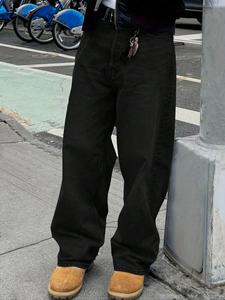 men's regular fit solid color denim baggy jeans, casual comfy stretchy straight leg jeans for daily wear, woven bottoms for all seasons, streetwear menswear, plain loose pants, high quality jeans