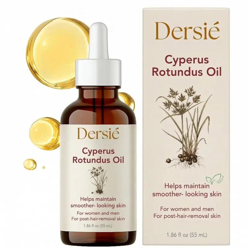 Dersie Cyperus Rotundus Hair Removal Oil - 1 Pack 55 mL Natural Formula with Squalane & Sea Buckthorn Fruit Oil, Facial Hair Removal Solution, Soothing Body Care Postcare for Bikini Line Unwanted Fuzz