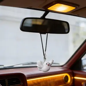 Car Hanging Duck Swing Ornament, Plaster Material, Mirror Decoration for Car Interior, , Stylish & Functional Accessory, Car Trinkets