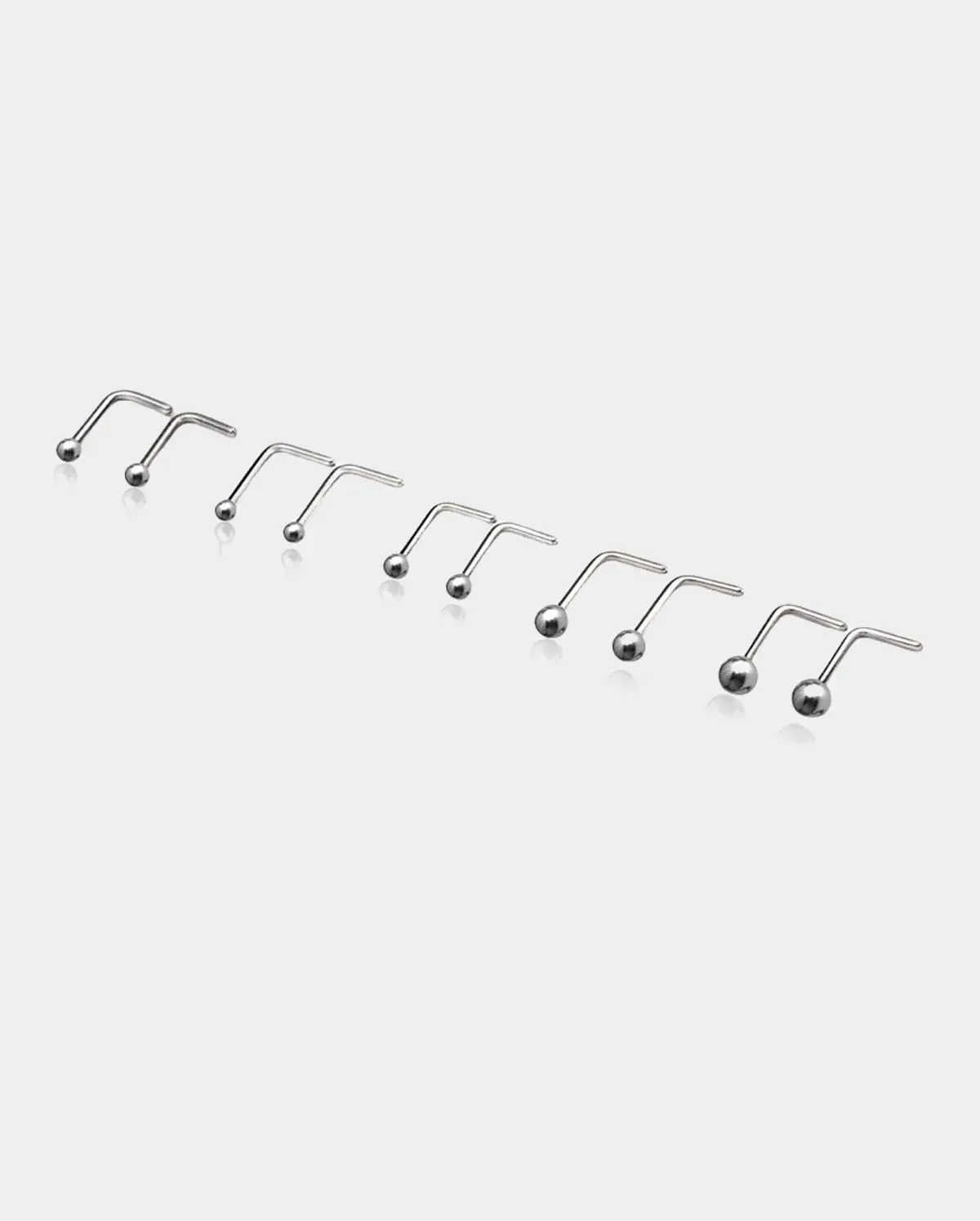 2PCS Titanium L-shaped Nose Stud