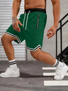 Men's Colorblock Striped Gym Shorts with Side Pockets, Summer Breathable Quick-Dry Basketball Running Workout Shorts, Athletic Wear Shorts, Athleisure Shorts, Sporty Style, Breathable Sports Shorts, Breathable Fitness Shorts