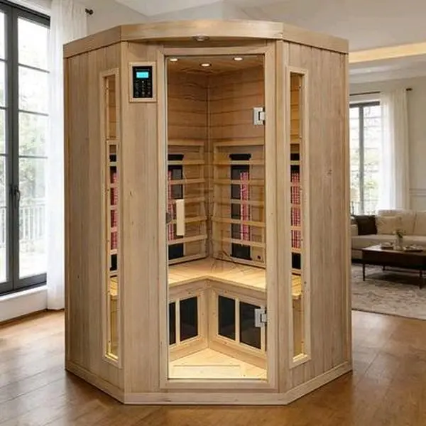 Hemlock Corner Far Infrared Sauna for 2Person 4 Ceramic Tubes Saunas Detox 1750W