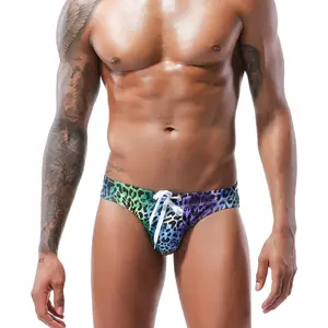 Men's Swim Briefs Swimsuit Sexy Print Swimwear Bikinis with Drawstring